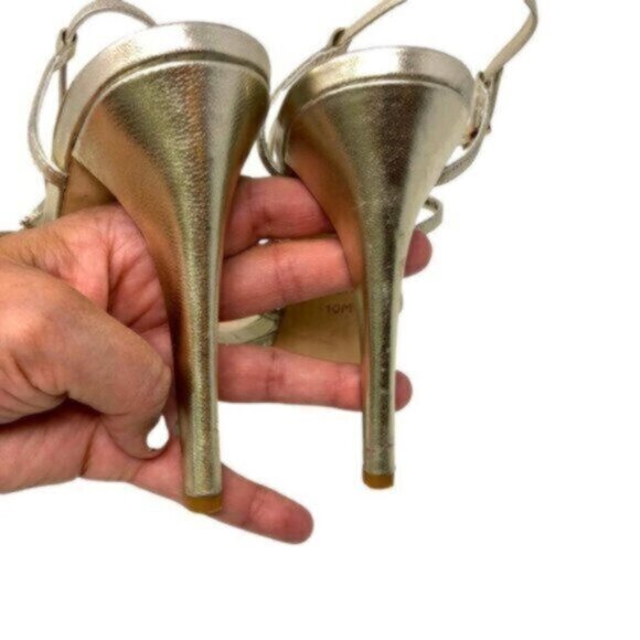 BADGLEY MISCHKA Strappy High Heels Formal Gold Size 10 - Picture 6 of 9